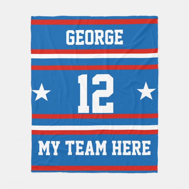 Personalized with name,#, team, sports fan Team Fleece Blanket (Front)