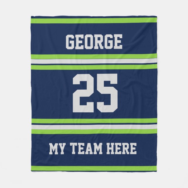 Personalized with name,#, team, sports fan Team Fleece Blanket (Front)