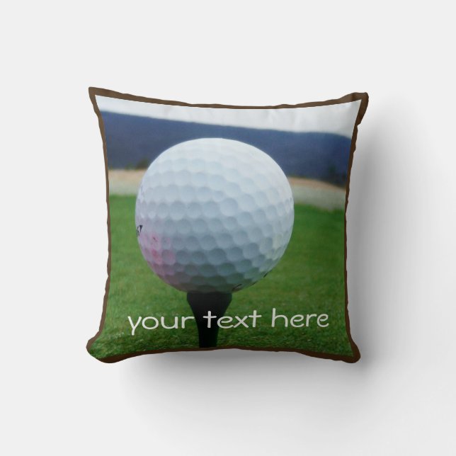Personalized with Name white golf ball Throw Pillow (Front)