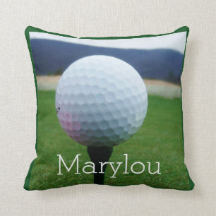 Personalized with Name white golf ball Throw Pillow