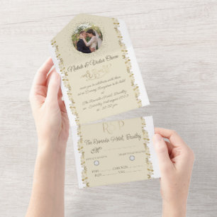 personalized with photo and pigeons with rings all in one invitation