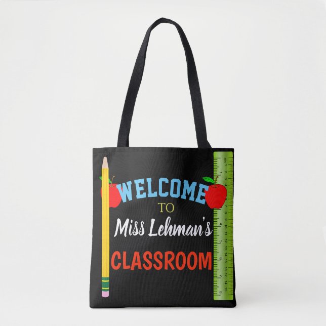 Personalized With Teachers Name Classroom Tote Bag (Front)