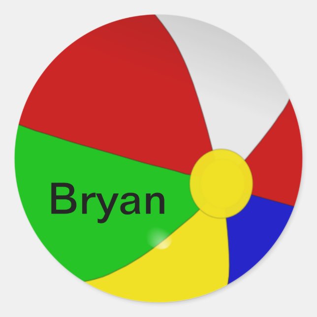 Personalized with Your Name Beach Ball Stickers (Front)