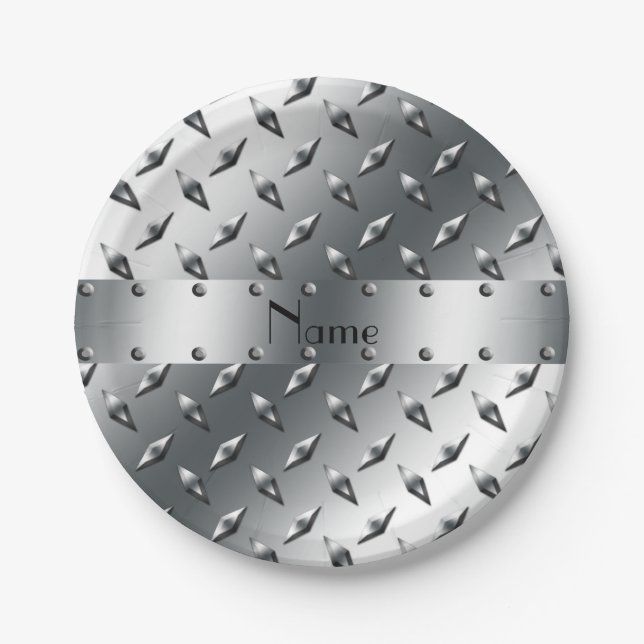 Personalized with your name diamond plate steel (Front)