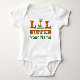 Personalized With Your Name Giraffe Little Sister Baby Bodysuit