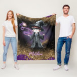 Personalized Wizard Boy Son Birthday Gift Magical Fleece Blanket<br><div class="desc">Whimsical and magical Wizard and Witches fun boy's birthday gift.</div>