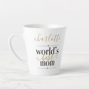 Personalized Wolds Best Mom Black And Gold Latte Mug