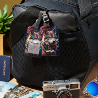 Personalized Wolf Galaxy Luggage Tag