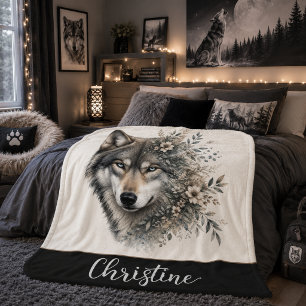 Personalized Wolf Sherpa Blanket