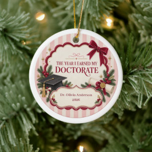 Personalized Woman Doctorate Graduation PhD Gift Ceramic Ornament
