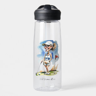Personalized Woman Golfer Water Bottle