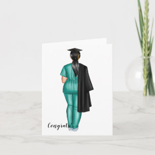Personalized Woman in Scrubs Graduation Card