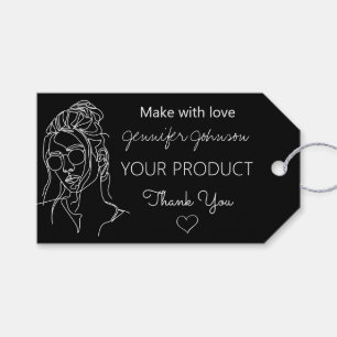 Personalized Woman Portrait Black Gift Tags