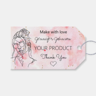 Personalized Woman Portrait Pink Gift Tags