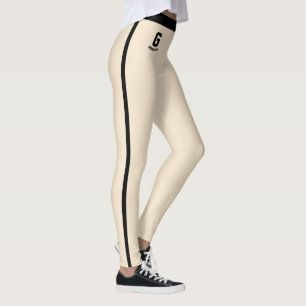 Personalized Women Champagne Gold Black Stripes Leggings