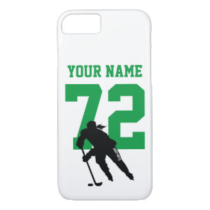 Personalized Women Hockey Player Name Number Green Case-Mate iPhone Case