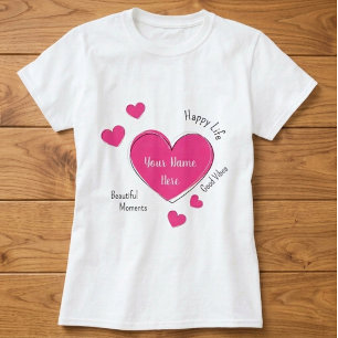 Personalized Women’s T-Shirt with Pink Heart