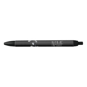 Personalized Women's Black Sparkly White Diamond Ink Pen
