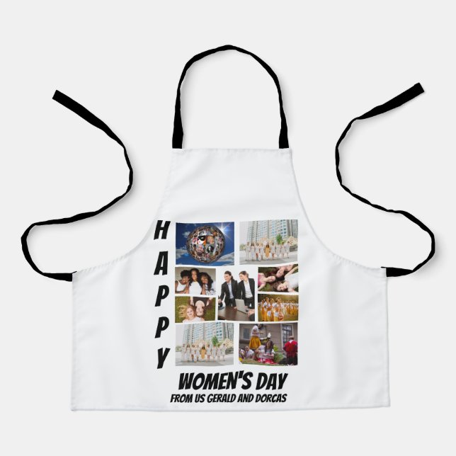 Personalized Women's Day  9 Photo Collage Apron (Front)