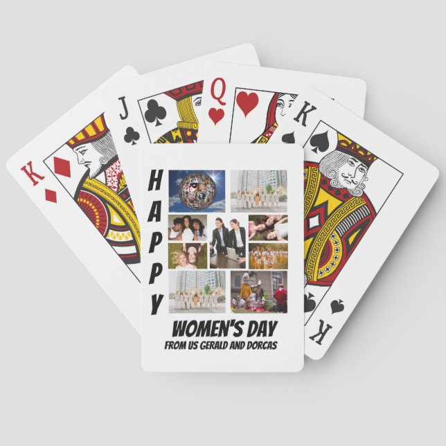 Personalized Women's Day  9 Photo Collage  Playing Cards (Back)