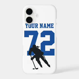 Personalized Womens Hockey Player Name Number Blue