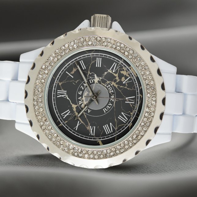 Personalized Women's Rhinestone Watch. Marble-Look Watch (Creator Uploaded)