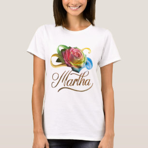 Personalized Women's T-Shirt with Colourful Rose