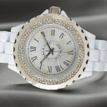 Personalized Women's Watch – Roman Numerals<br><div class="desc">Personalized Women's Watch – Roman Numerals, Marble Dial & Diamanté Bezel – Elegant Gift for Her. Celebrate a love that shines with this stunning Personalized Women's Rhinestone Watch — a meaningful and stylish gift for weddings, anniversaries, engagements, or any romantic milestone. Whether it’s a meaningful wedding gift, an elegant anniversary...</div>