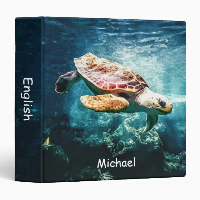 Personalized Wonderful Sea Turtle Ocean Life Binder (Front/Spine)