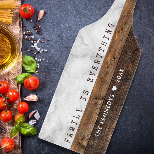 Personalized Wood And Marble Quote Family Name Cutting Board (Personalized  Family Name Family is everything  Quote Wood And Marble Cutting Board)
