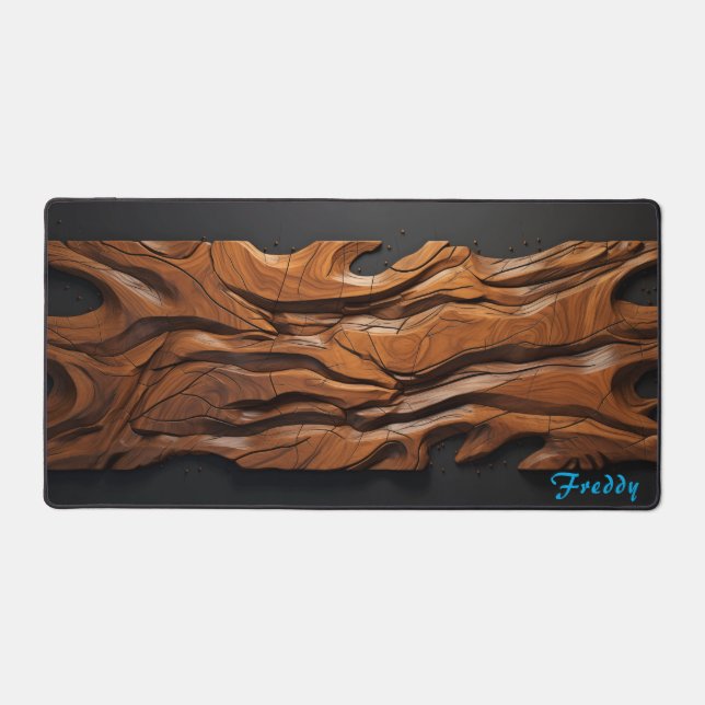 Personalized Wood Carving Panel Desk Mat (Front)