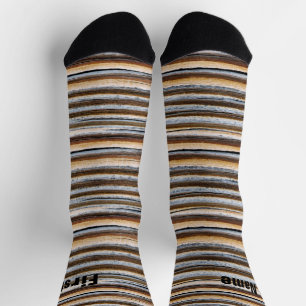 Personalized Wood Grain Stripes Socks
