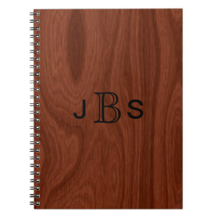Personalized Wood Look Monogrammed Initials Notebook