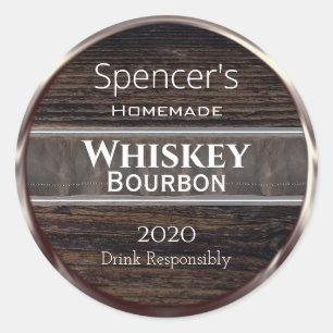 Personalized Wood, Metal & Leather Classic Round Sticker