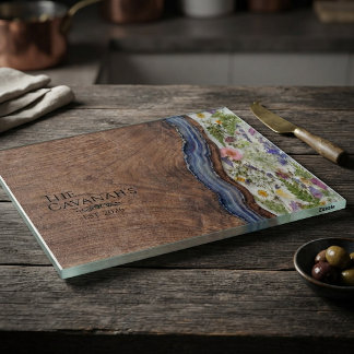 Personalized wood & resin look cutting board