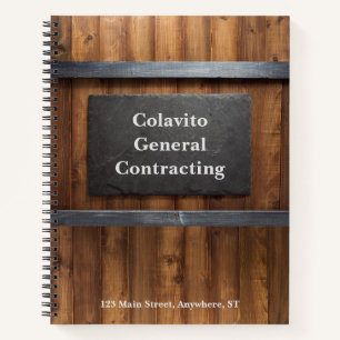 Personalized Wood & Slate Construction Notebook