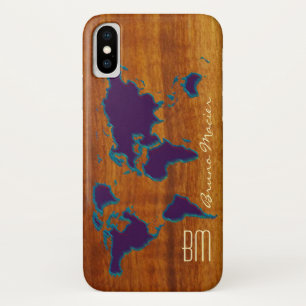 personalized wood worldmap Case-Mate iPhone case