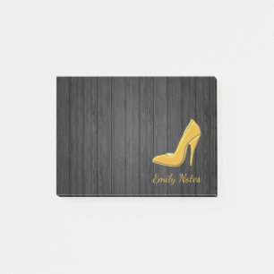 Personalized Wooden Gold high heel shoe Post-it Notes