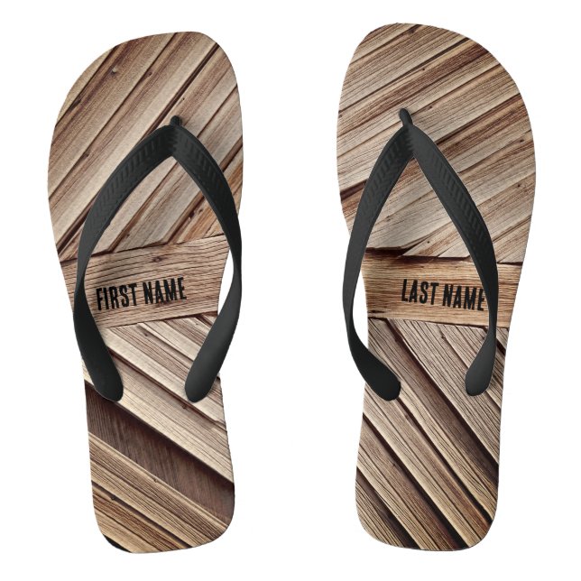 Personalized Wooden Panels Flip Flops (Footbed)