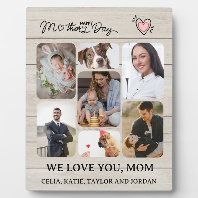 Personalized Wooden Photo Plaque Gift for Mom (Front)