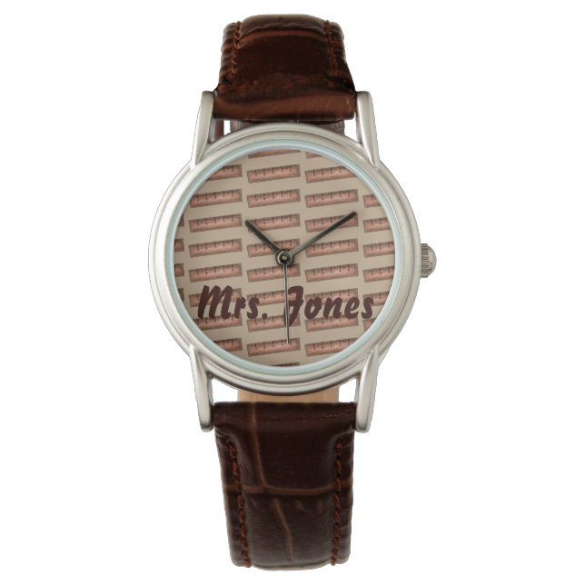 Personalized Wooden Ruler Math Teacher Watch (Front)