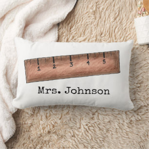Personalized Wooden Ruler Teacher Educator School Lumbar Pillow