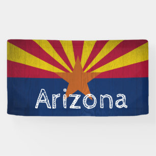 Personalized Woodgrain Arizona Starburst Flag Banner