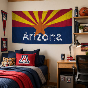Personalized Woodgrain Arizona Starburst Flag Banner