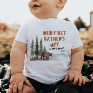 Personalized Woodland 1st Father's Day Baby T-Shirt