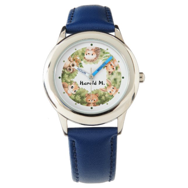 Personalized Woodland Animals Forest Kid Boy Watch (Front)