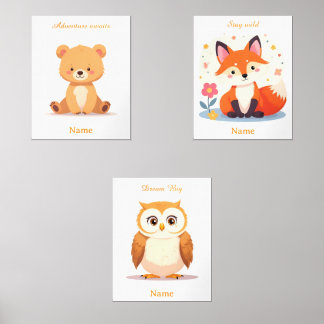 Personalized Woodland Animals Nursery Room Decor