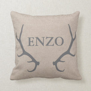Personalized Woodland Antlers Throw Pillow