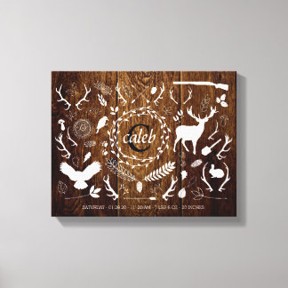 Personalized Woodland Baby Boy Nursery Birth Stats Canvas Print