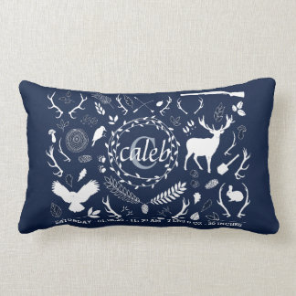 Personalized Woodland Baby Boy Nursery Birth Stats Lumbar Pillow